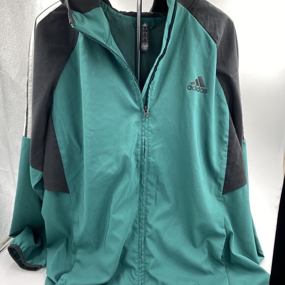 adidas Other - Adidas Windbreaker Jacket Mens 3-Stripe Full Zip Green Vented Size XL